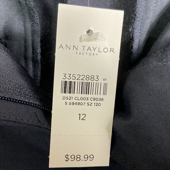 Ann Taylor Factory Mid Rise Full Length Trouser Pants, Navy Blue, size 12, NWT - Picture 9 of 13